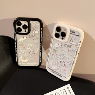 Dd เคสโทรศัพท์มือถืออะคริลิค ลายแมว สีขาว สีดํา สําหรับ Apple iPhone 13 12 Promax XS 13 Promax 78 Plus 14 Promax 7 8 15 Pro 15 Promax