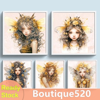 [boutique520.th] ชุดปักครอสสติตช์ ผ้าฝ้าย พิมพ์ลายผึ้ง 11CT สําหรับเด็กผู้หญิง