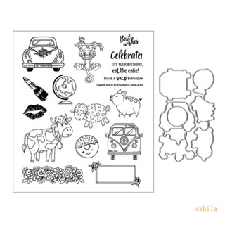 Exhila แผ่นแม่แบบโลหะ ตัดลายสัตว์ ดอกไม้ สําหรับตกแต่งสมุดภาพ อัลบั้มภาพ การ์ด DIY