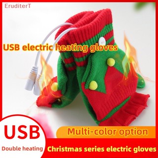 [EruditerT] ถุงมืออุ่นมือไฟฟ้า แบบชาร์จ USB สําหรับคริสต์มาส ฤดูหนาว [ใหม่]