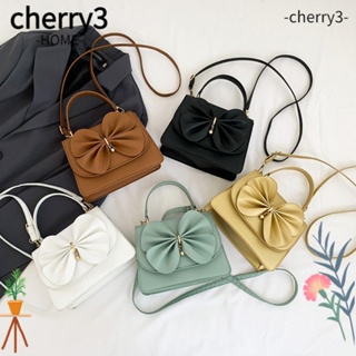 Cherry3 กระเป๋าถือ กระเป๋าสะพายไหล่ สะพายข้าง หนัง Pu ความจุสูง ประดับโบว์ สําหรับเด็กผู้หญิง