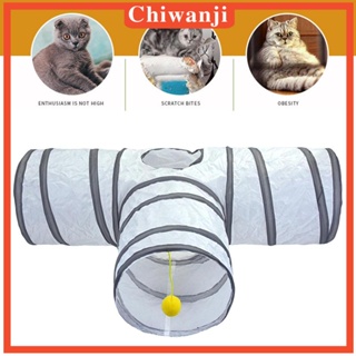 [Chiwanji] อุโมงค์แมว รูปทรงตัว T พับได้ พร้อมลูกบอลของเล่น แบบโต้ตอบ สําหรับลูกสุนัข