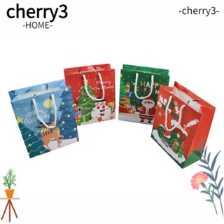 Cherry3 ถุงของขวัญคริสต์มาส ลายซานตาคลอส กวาง พร้อมหูหิ้ว สําหรับใส่คุกกี้ เค้ก ขนมขบเคี้ยว 12 ชิ้น