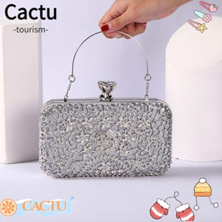 Cactu กระเป๋าสะพายไหล่ กระเป๋าถือ ทรงคลัทช์ ประดับเพชร คริสตัล พลอยเทียม หรูหรา สไตล์วินเทจ สําหรับสตรี