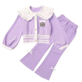 Girls time suit foreign style spring suit 2023 online celebrity new childrens sports fragrant style leisure two-piece set