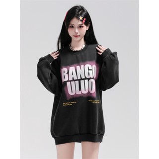 Bangouluo- เสื้อกันหนาว พิมพ์ลายตัวอักษร ขนาดใหญ่ ใส่สบาย ไฮเอนด์ สไตล์คลาสสิก สําหรับผู้หญิง และผู้ชาย