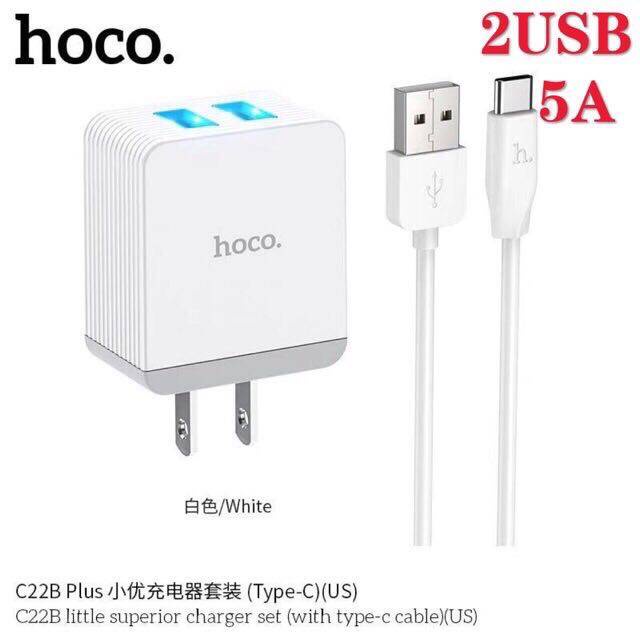 hoco-รุ่น-c22b-plus-ชาร์จเร็ว-ชุดชาร์จ-หัวชาร์จ-สายชาร์จ-ที่ชาร์จไฟ-5a-2usb-สำหรับ-ios-micro-usb-type-c-ส่งจากไทย-แท้