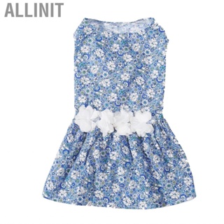 Allinit Dog Floral  Soft Comfortable Breathable Cute Doggie Princess Dresses for Wedding Party Light Blue DIY costumes