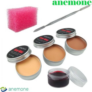 Anemone ชุดแต่งหน้าฮาโลวีน SFX แว็กซ์แต่งหน้า เพ้นท์สี 3 สี แผลปลอม แผลเป็น แว็กซ์ ปลายฟองน้ํา เจลเลือดปลอม 60 กรัม เจลเลือดปลอม และแว็กซ์แว็กซ์ คอสเพลย์ซอมบี้