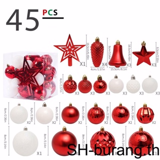 【Buran】ชุดลูกบอลคริสต์มาส ใช้ซ้ําได้ สําหรับตกแต่งต้นคริสต์มาส 45 ชิ้น