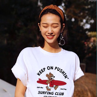 เสื้อยืดคอกลม แขนสั้น ผ้าฝ้ายแท้ พิมพ์ลายการ์ตูนหนู Bkpp สีดํา สีขาว แบบทันสมัย