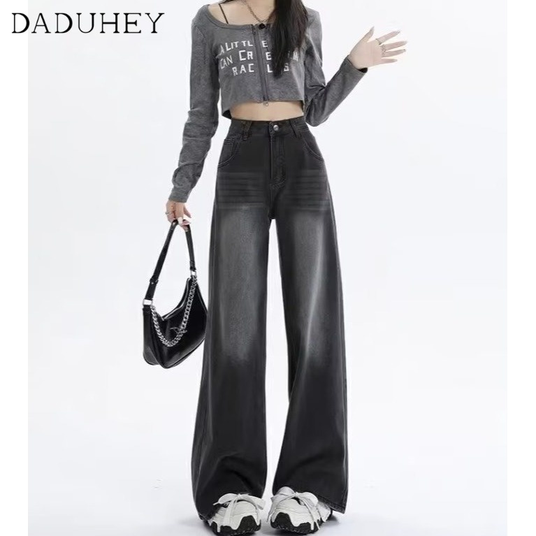 daduhey-american-style-new-washed-gray-jeans-womens-all-match-high-waist-loose-straight-high-street-casual-pants