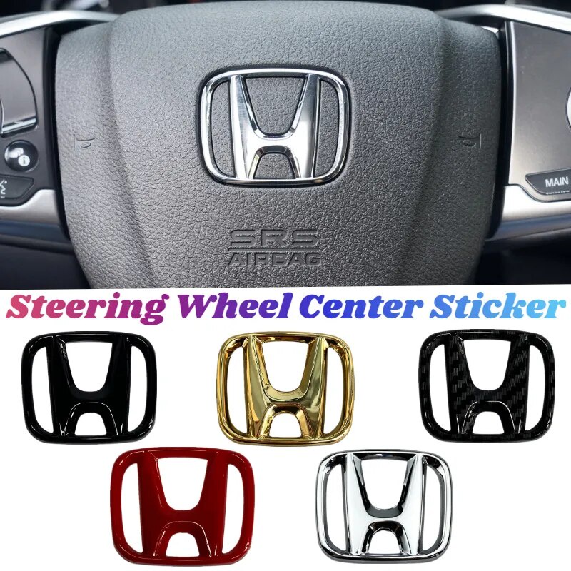 Emblema Sterzo Per Honda Accord, Civic, CRV - Nero Tipo B, 50x40 Mm - Adesivo Per Personalizzazione Auto - Foto 7