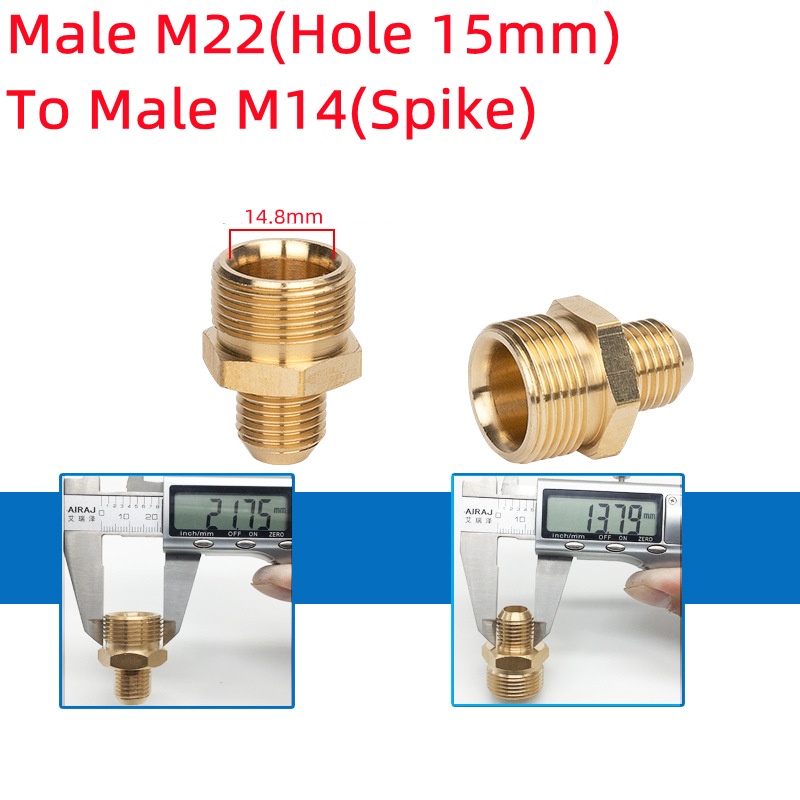 อะแดปเตอร์ข้อต่อเชื่อมต่อ ทองเหลือง 3 8 นิ้ว 1 4 นิ้ว M14 M18 M22 ตัว