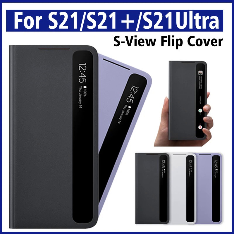 สําหรับ Samsung S21 Smart View Flip Mirror Case สําหรับ Galaxy S21 Plus  /S21 Ultra 5G โทรศัพท์ LED ฝาครอบ S-View กรณี EF-ZG998