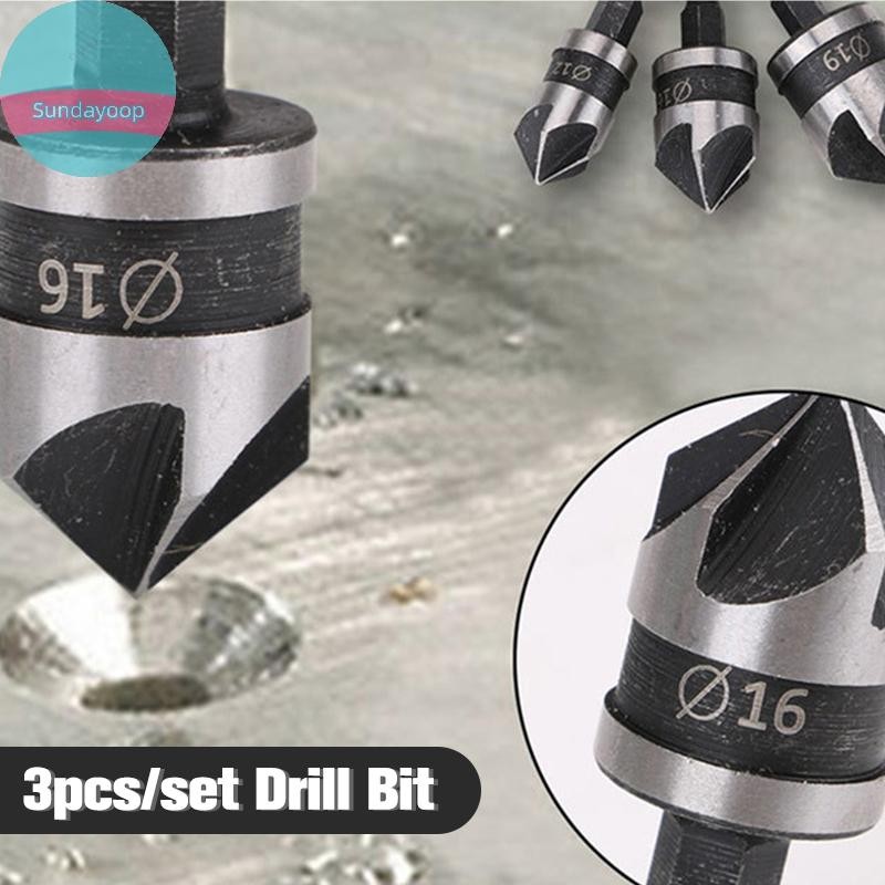 Sund 3 ชิ้น Hex Countersink น่าเบื่อชุดสําหรับโลหะเจาะบิตเครื่องมือหก ...