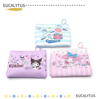 Eutus กระเป๋าสตางค์ กระเป๋าใส่เหรียญ พวงกุญแจ แบบพกพา ลาย Cinnamoroll Kawaii Kuromi สําหรับผู้หญิง