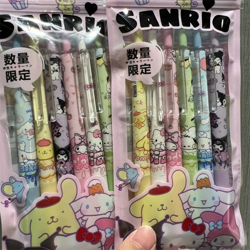 ปากกาเจล-sanrio-สีดํา-สําหรับนักเรียน-โรงเรียน-จํานวน-6-ชิ้น