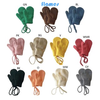 Fl ถุงมือถักไหมพรม ให้ความอบอุ่น สีแคนดี้ แฟชั่นฤดูหนาว 1 คู่