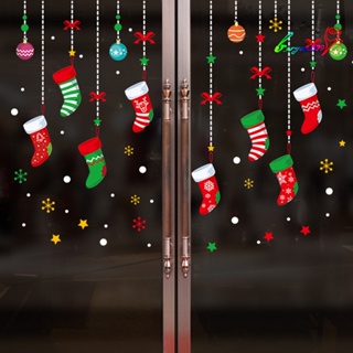 【AG】สติกเกอร์ ลายซานต้าคลอส สโนว์แมน ซานต้าคลอส DIY สําหรับติดตกแต่งผนัง กระจก หน้าต่าง