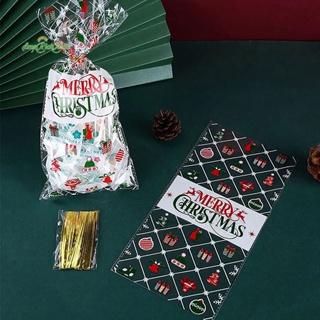 Erck&gt; ถุงพลาสติกใส พร้อมริบบิ้น สําหรับใส่ขนมคุกกี้ ของขวัญคริสต์มาส 50 ชิ้น