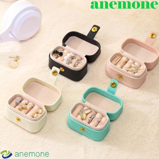 Anemone กล่องเก็บเครื่องประดับ ต่างหู หนัง PU แบบพกพา เรียบง่าย ของขวัญเดินทาง