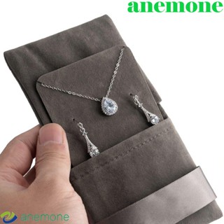 Anemone กระเป๋ากํามะหยี่ กระเป๋าเครื่องประดับ ที่ไม่ซ้ํากัน เรียบง่าย บรรจุภัณฑ์ สีพื้น ขนาดเล็ก กระเป๋ากระดุมแป๊ก สไตล์เกาหลี กระเป๋าหัวเข็มขัด