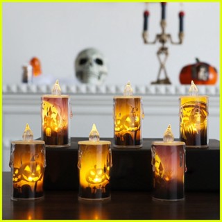 โคมไฟ LED รูปฟักทองแม่มด ไร้เปลวไฟ ใช้แบตเตอรี่ สําหรับตกแต่งปาร์ตี้ฮาโลวีน