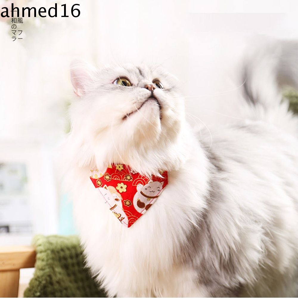 ahmed-ปลอกคอแมว-แฟชั่น-ปรับได้-สามเหลี่ยม-ผ้าพันคอ-ลูกแมว-ผ้าพันคอ-ผ้าพันคอ-โบผูก-อุปกรณ์สําหรับแมว-ผ้าขนหนูน้ําลายแมว