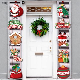 แบนเนอร์แขวนประตู ลายซานตาคลอส สโนว์แมน Merry Christmas 2023 สําหรับตกแต่งบ้าน ปาร์ตี้คริสต์มาส 2024 Noel OP 10 ชิ้น