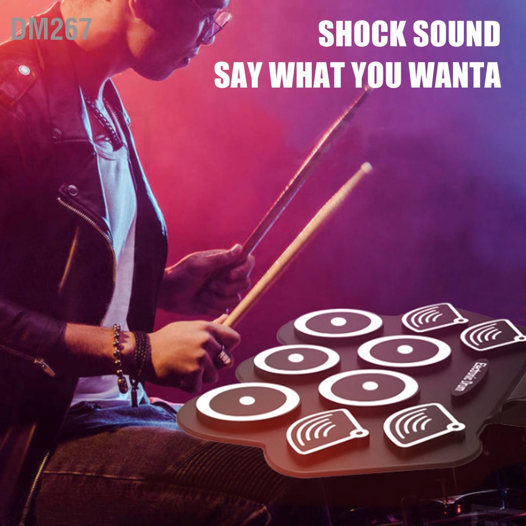 DM267 กลองชุดอิเล็กทรอนิกส์ Roll Up Practice Pad Midi Kit พร้อม Pedals ...