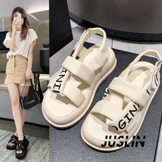 JUSLIN   รองเท้าแตะผู้หญิง ส้นแบน ใส่สบาย สไตล์เกาหลี รองเท้าแฟชั่น 2023 ใหม่  สบาย พิเศษ fashion สไตล์เกาหลี B98G0I1 37Z230910