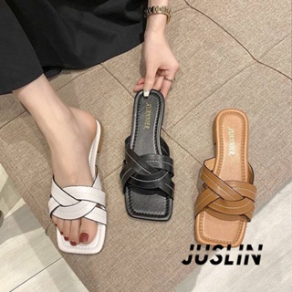 JUSLIN   รองเท้าแตะผู้หญิง ส้นแบน ใส่สบาย สไตล์เกาหลี รองเท้าแฟชั่น 2023 ใหม่  ins Unique ทันสมัย Stylish B28G1AQ 37Z230910