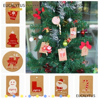 Eutus ป้ายแท็กไม้ ลายการ์ตูนสโนว์แมน ซานต้า แฮนด์เมด สําหรับแขวนตกแต่งบ้าน ต้นคริสต์มาส DIY 100 ชิ้น