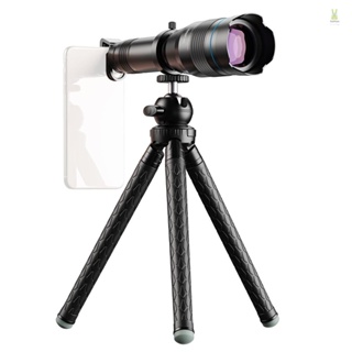 Flt ชุดเลนส์ซูม กล้องโทรทรรศน์ตาเดียว 60X HD พร้อมขาตั้งกล้อง โลหะ ขนาดเล็ก แบบพกพา สําหรับสมาร์ทโฟน เดินทาง ฮันติน