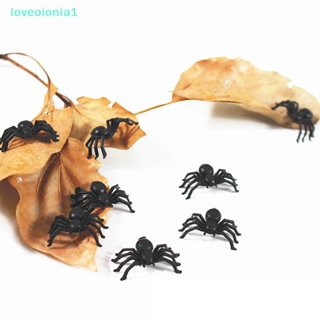 【loveoionia1】แมงมุมพลาสติก ขนาดเล็ก สีดํา สําหรับตกแต่งบ้านผีสิง ฮาโลวีน 50 ชิ้น【IA】