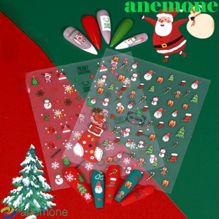 Anemone สติกเกอร์ฟอยล์ ลายซานตาคลอส เหมาะกับฤดูหนาว สําหรับตกแต่งเล็บ DIY