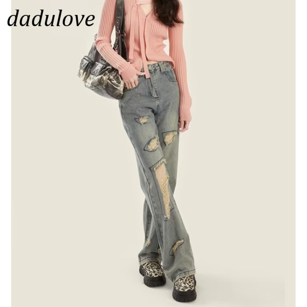 dadulove-new-american-ins-high-street-retro-ripped-jeans-niche-high-waist-loose-wide-leg-pants-trousers