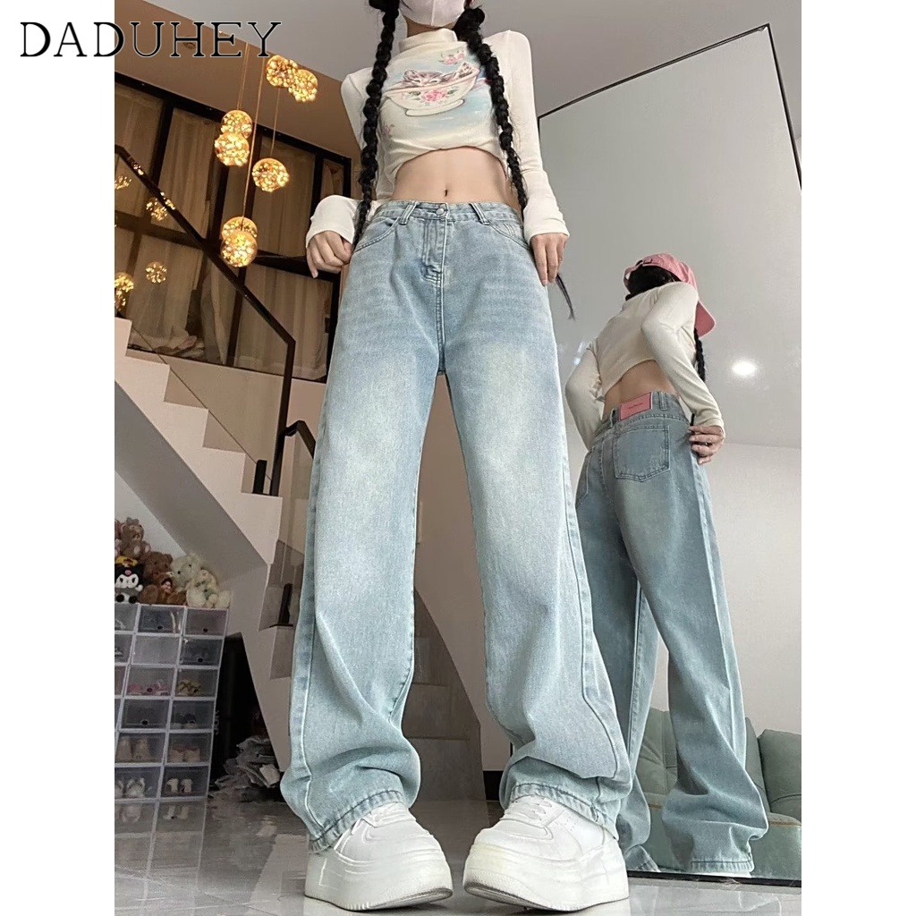 daduhey-korean-style-wide-leg-jeans-women-2023-autumn-new-large-size-high-waist-dropping-loose-sliding-straight-pants