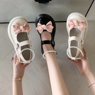 รองเท้าแมรี่เจน รองเท้าหนัง พื้นหนา ประดับโบว์น่ารัก สไตล์ญี่ปุ่น แฟชั่นฤดูใบไม้ผลิ และฤดูใบไม้ร่วง สําหรับผู้หญิง 2023