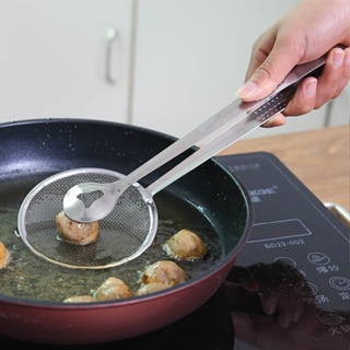 Spot seconds# stainless steel oil spill clip meatball frying oil drain clip oil leak Spoon hot pot food leak spoon barbecue clip frying spoon 8cc