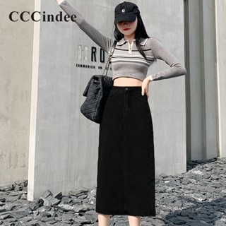Cccindee กระโปรงลําลอง เอวสูง ทรงเอ แต่งกระดุม สีพื้น แฟชั่นใหม่ สําหรับสตรี 2023