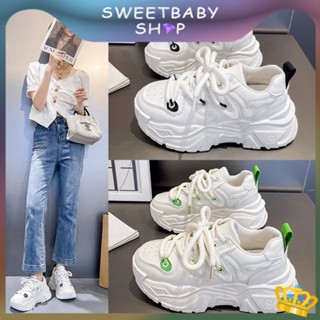 Sweetbaby💋ส่งเร็ว🚚รองเท้ากีฬาลําลอง พื้นหนา ระบายอากาศได้ดี สีขาว แฟชั่นฤดูใบไม้ร่วง 2023