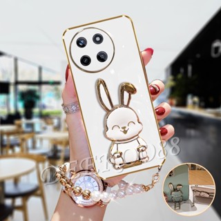 ใหม่ เคสโทรศัพท์มือถือนิ่ม ลายการ์ตูนกระต่ายน่ารัก 3D พร้อมสายคล้องมือ และที่ตั้งวาง สําหรับ Realme11 RealmeC51 Realme 11 C51 NFC 4G 5G 2023