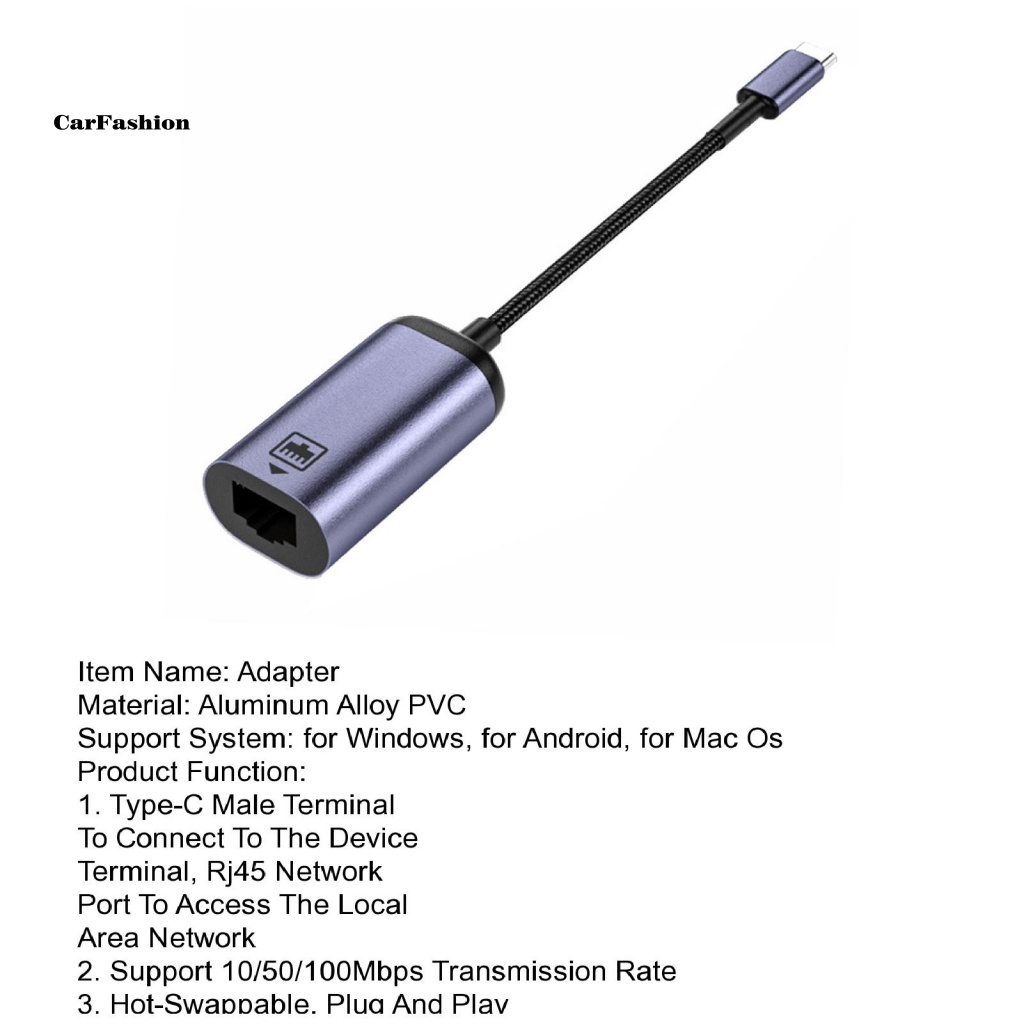 lt-carfashion-gt-อะแดปเตอร์คอมพิวเตอร์-มีไฟแสดงสถานะในตัว-type-c-เป็น-rj45-อุปกรณ์เสริมคอมพิวเตอร์