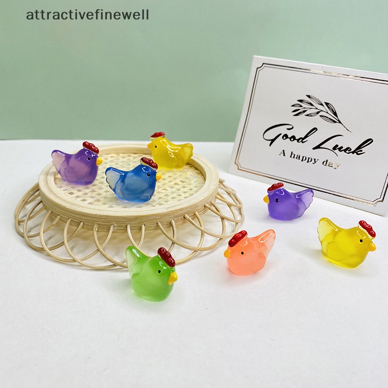 attractivefinewell-ฟิกเกอร์เรซิ่นเรืองแสงในที่มืด-รูปไก่-3d-ขนาดเล็ก-สําหรับทําเครื่องประดับ-diy-5-ชิ้น