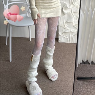 Purelove&gt; ถุงน่องผ้าตาข่าย ลาย Love Jacquard น่ารัก สไตล์โลลิต้า สําหรับผู้หญิง 1 ชิ้น