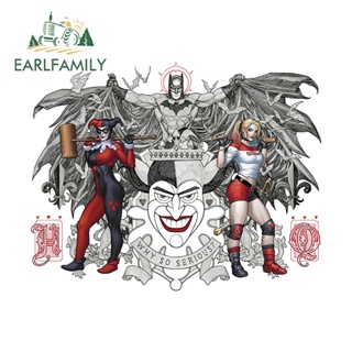 Earlfamily สติกเกอร์กันแดด กันน้ํา ลายกราฟฟิตี้ Batman and Harley Quinn &amp; Joker Windows 13 ซม. x 12.1 ซม. สําหรับรถยนต์