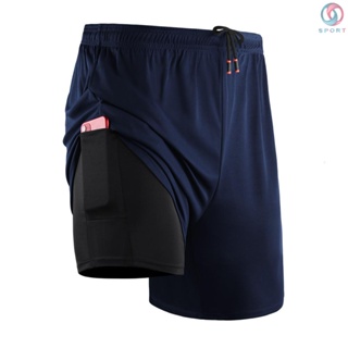 Men's 2 in 1 Running Shorts with Pockets Compression Liner Gym Training  Fitness Workout Short Pants