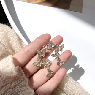 S925 Silver Needle 2020 New Super Fairy Sweet Butterfly tassel earrings temperament with Diamond Advanced sense earrings